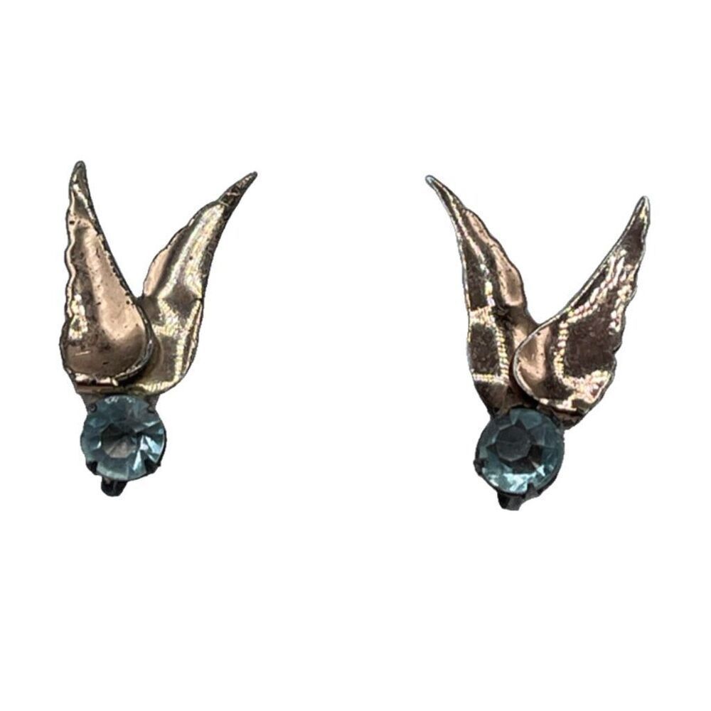 Antique rose gold over sterling silver screw back earrings.